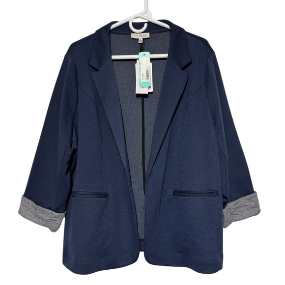 Skies Are Blue Curvy Stitch Fix NWT Asa Knit Blazer Jacket Blue Womens Plus 1X - Picture 1 of 6